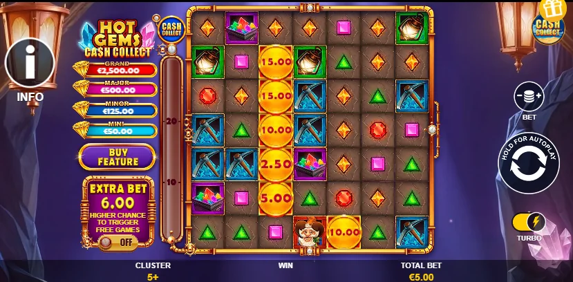 Hot Gems Cash Collect slot features and rtp