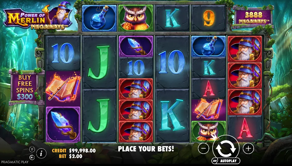 Power of Merlin Megaways slot game screenshot
