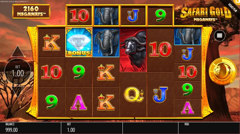 Safari Gold Megaways slot game screenshot