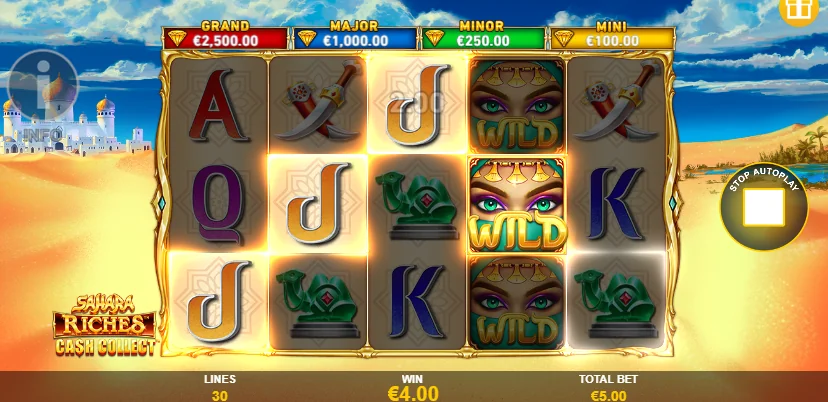 Sahara Riches Cash Collect demo gameplay how to play