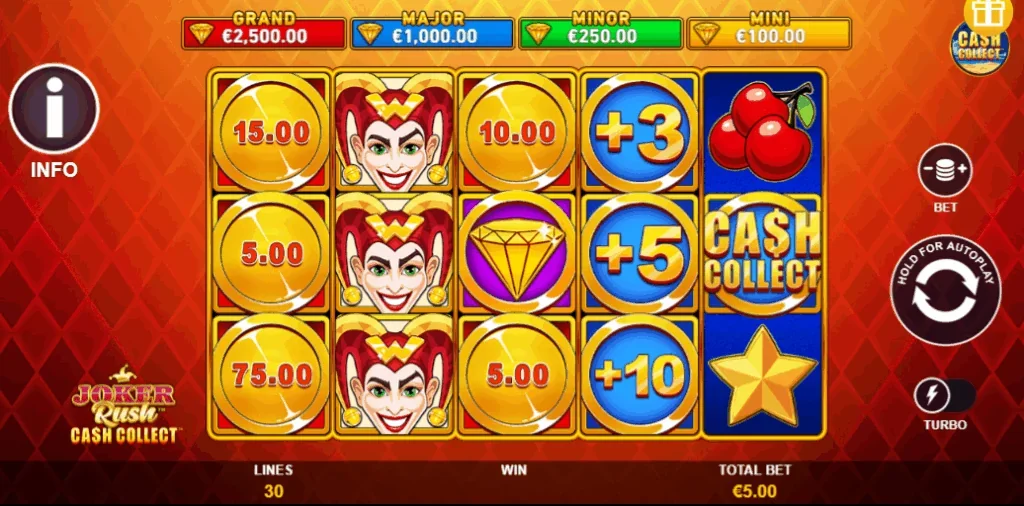 Joker Rush Cash Collect slot game screenshot