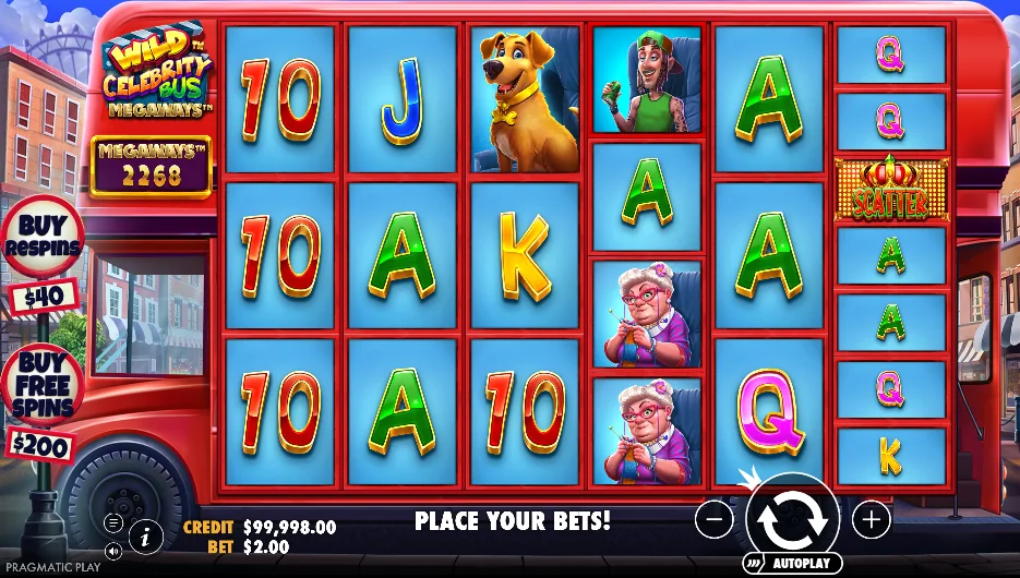 Wild Celebrity Bus Megaways slot game screenshot