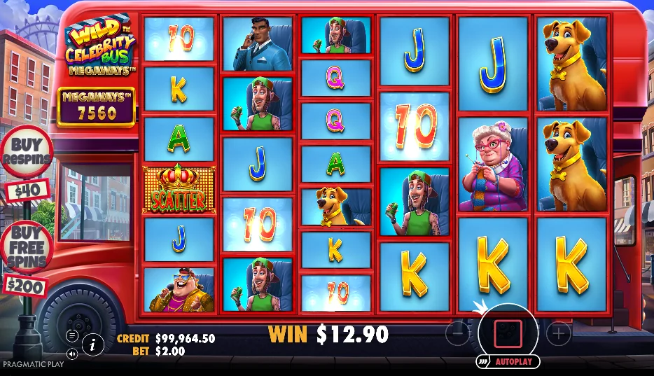 Wild Celebrity Bus Megaways slot features and rtp