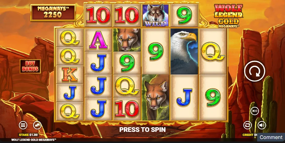 Wolf Legend Gold Megaways slot game screenshot