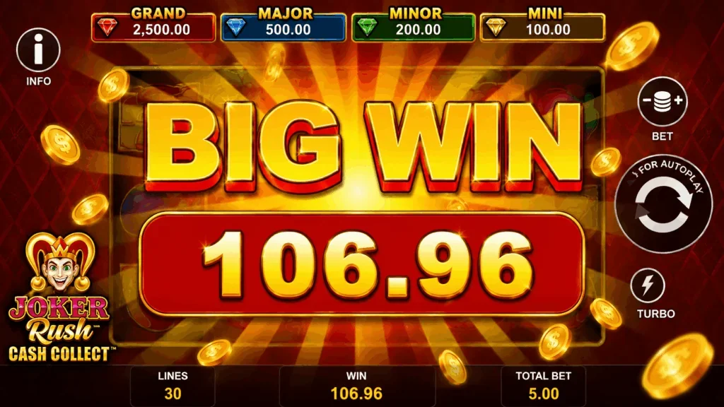 Joker Rush Cash Collect slot features and rtp