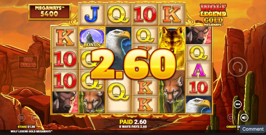 Wolf Legend Gold Megaways slot features and rtp