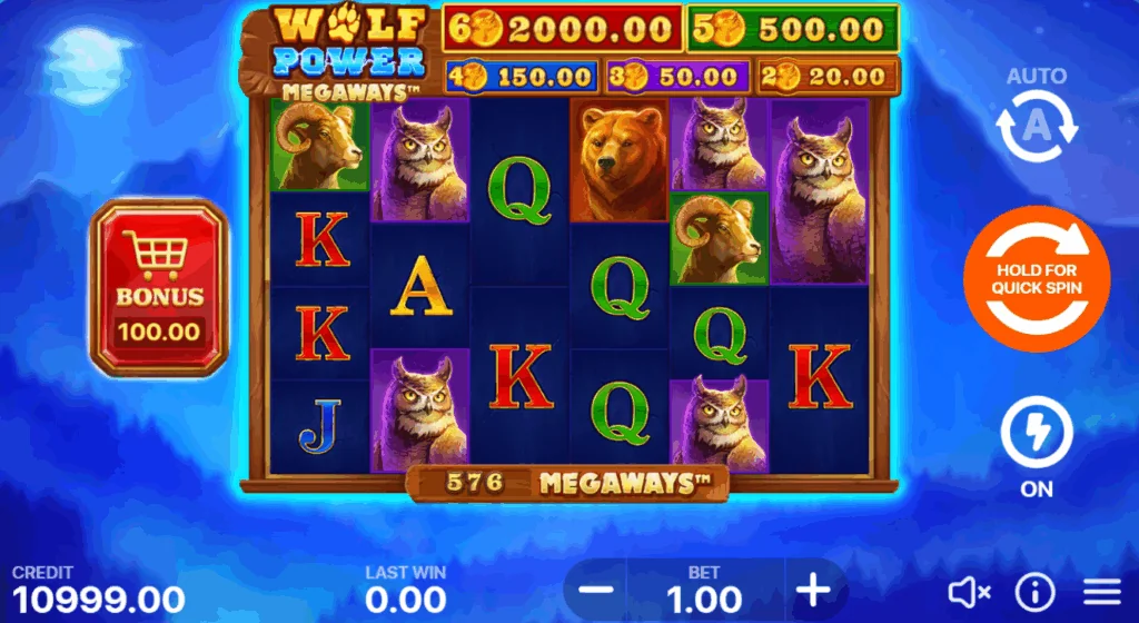 Wolf Power Megaways slot game screenshot