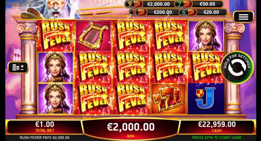 Zeus Rush Fever Deluxe slot features and rtp