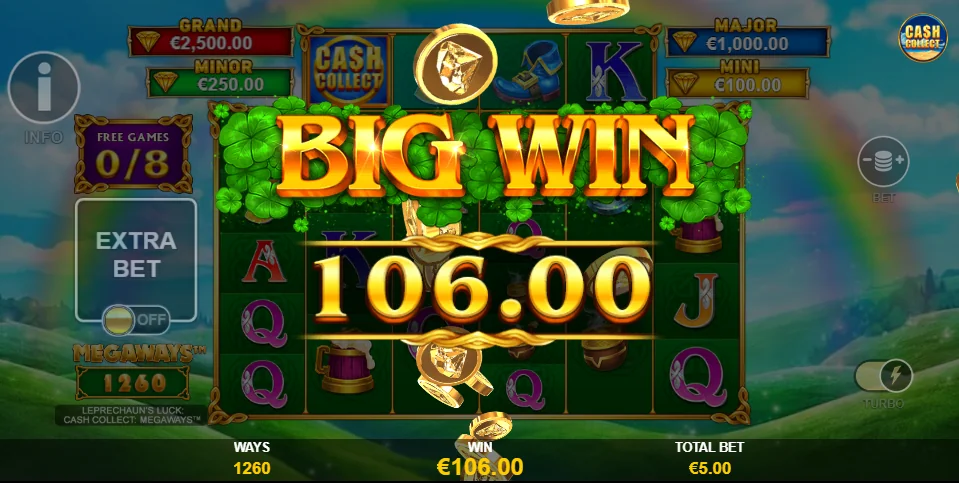 Leprechaun’s Luck Cash Collect Megaways slot features and rtp