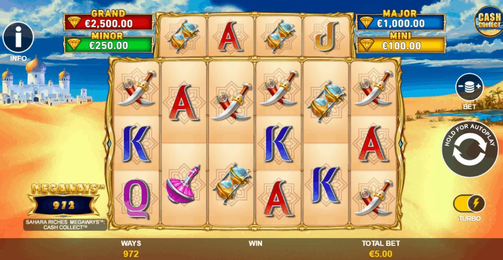 Sahara Riches Megaways Cash Collect slot game screenshot