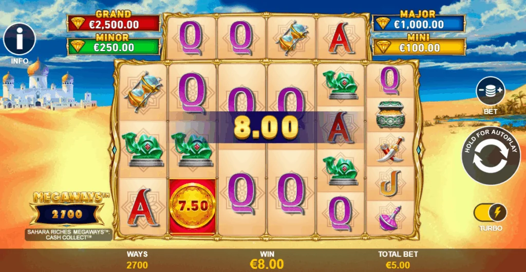 Sahara Riches Megaways Cash Collect slot features and rtp