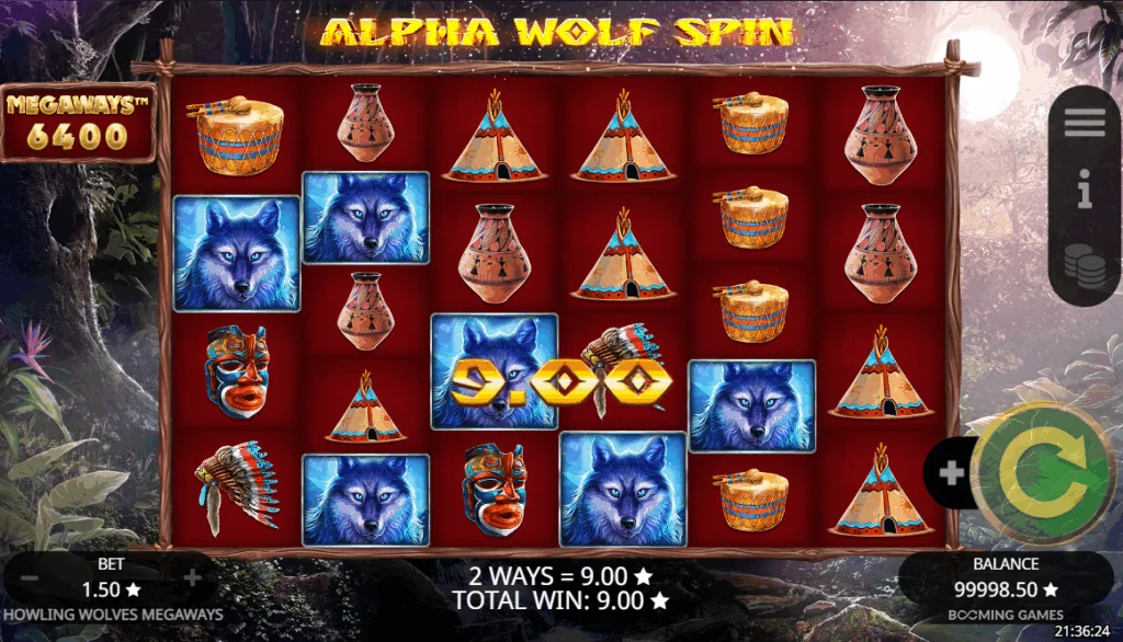 Howling Wolves Megaways slot game screenshot