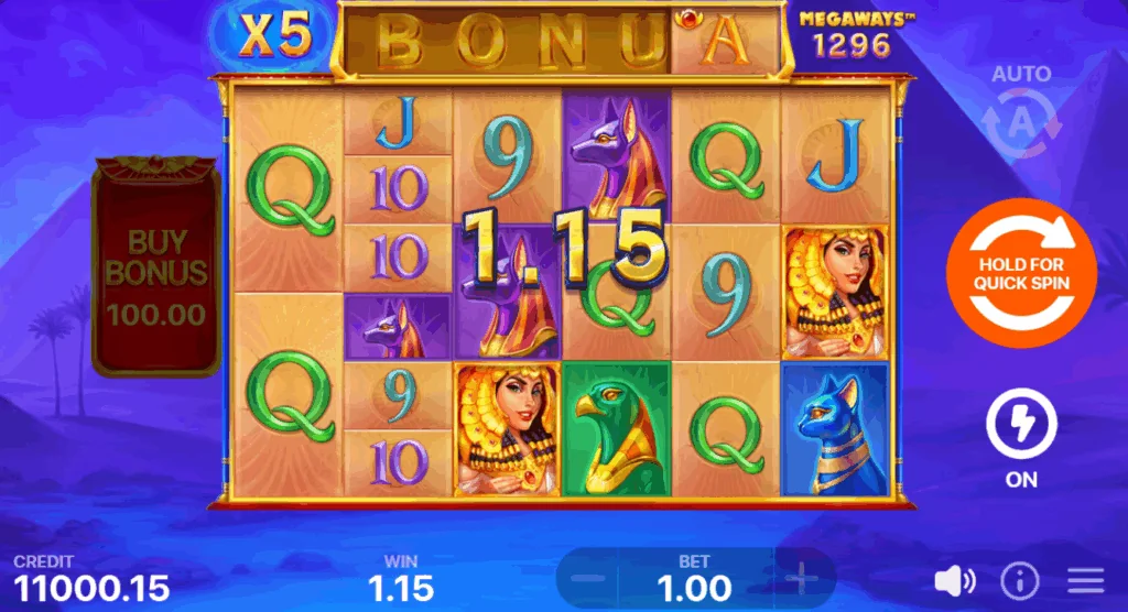 Legend of Cleopatra Megaways slot game screenshot
