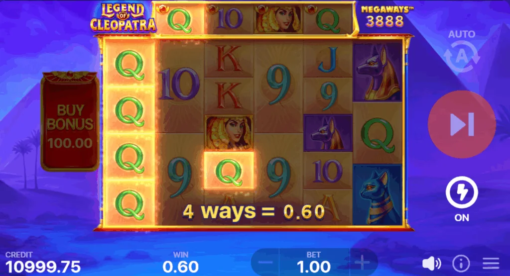 Legend of Cleopatra Megaways demo gameplay how to play