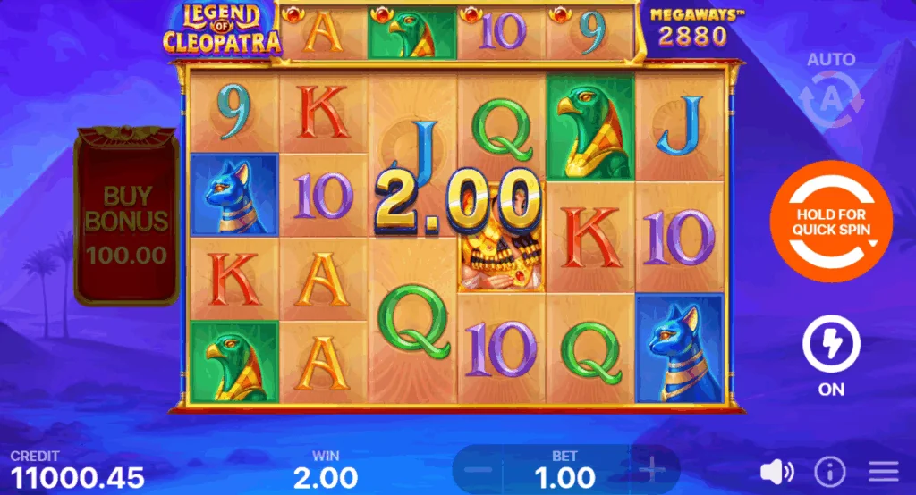 Legend of Cleopatra Megaways slot features and rtp
