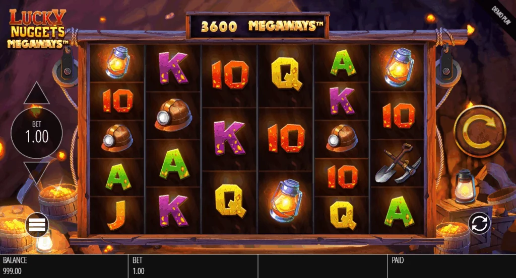 Lucky Nuggets Megaways slot game screenshot