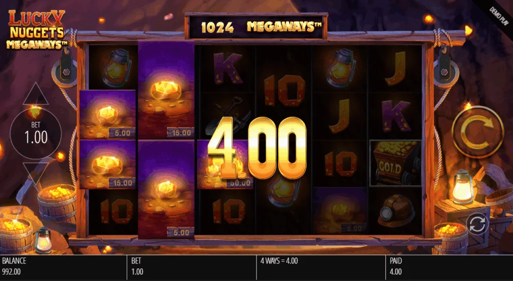 Lucky Nuggets Megaways slot features and rtp