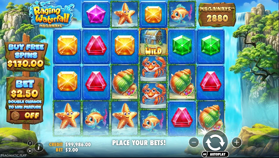 Raging Waterfall Megaways demo gameplay how to play
