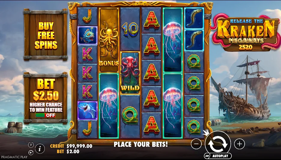 Release the Kraken Megaways slot game screenshot