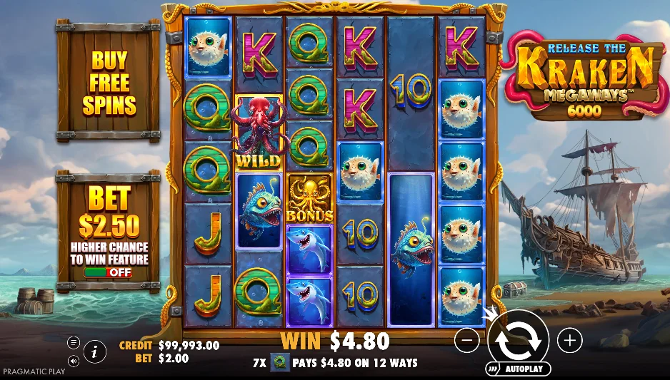 Release the Kraken Megaways slot features and rtp