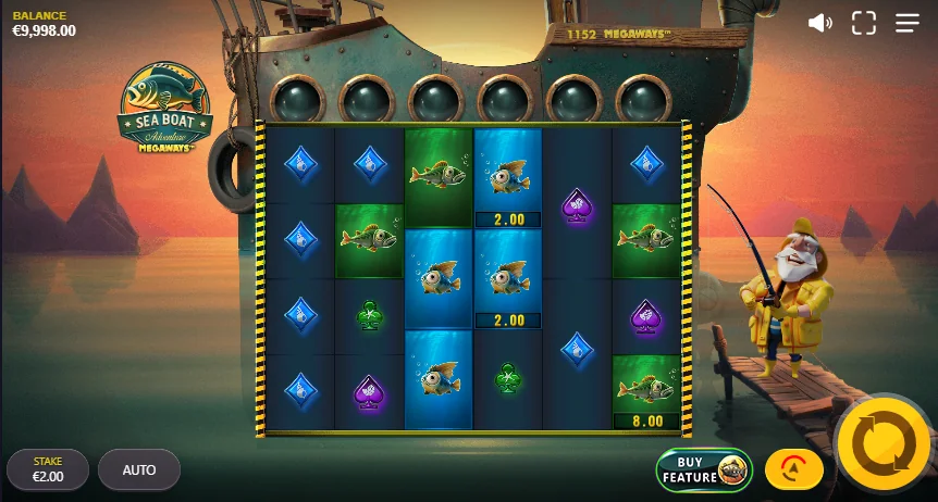 Sea Boat Adventure Megaways slot game screenshot