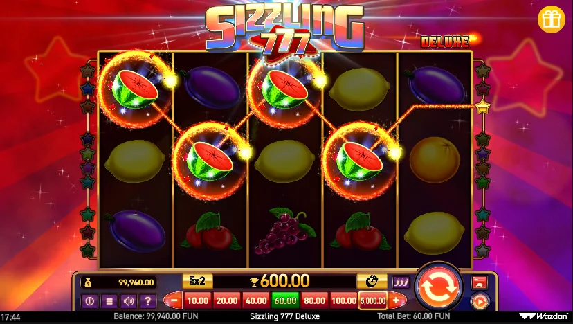 Sizzling 777 Deluxe slot game screenshot