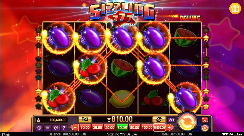 Sizzling 777 Deluxe slot features and rtp