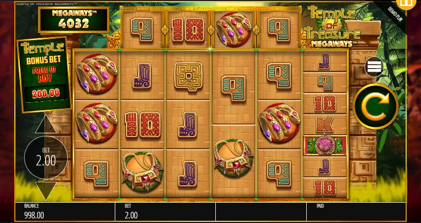 Temple of Treasures Megaways slot game screenshot
