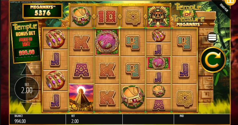 Temple of Treasures Megaways demo gameplay how to play