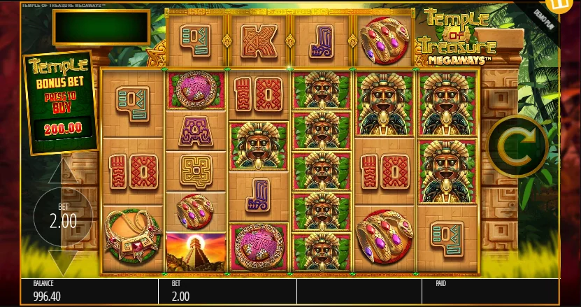 Temple of Treasures Megaways slot features and rtp