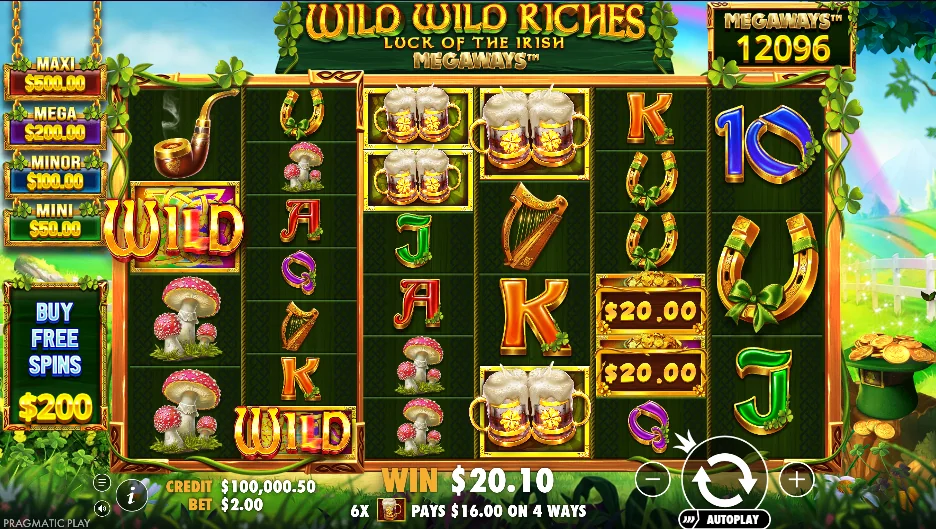 Wild Wild Riches Megaways slot features and rtp