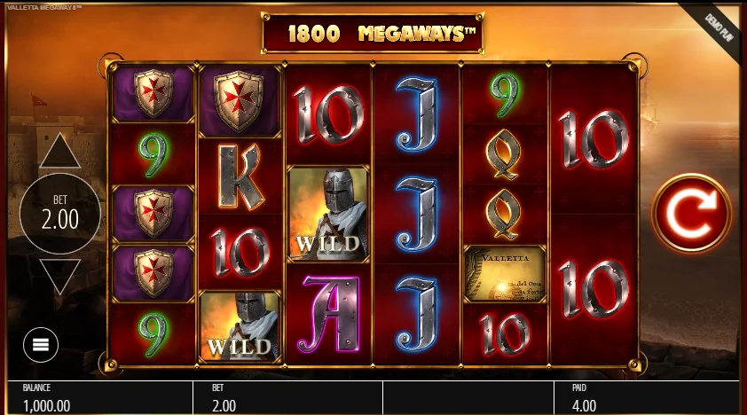 Valletta Megaways slot game screenshot