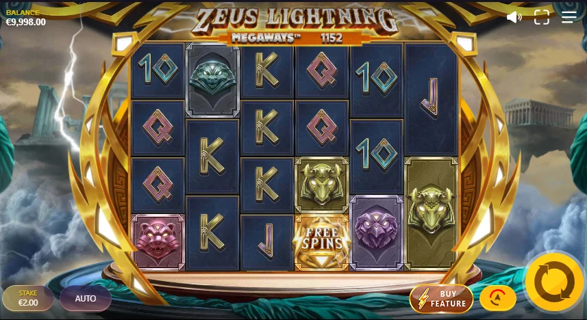 Zeus Lightning Megaways slot game screenshot