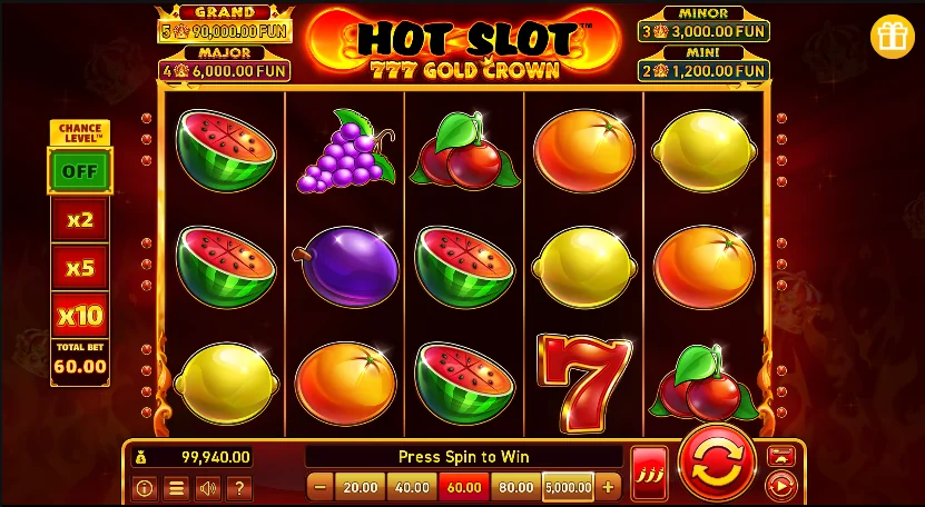 Hot 777 Gold Crown slot game screenshot