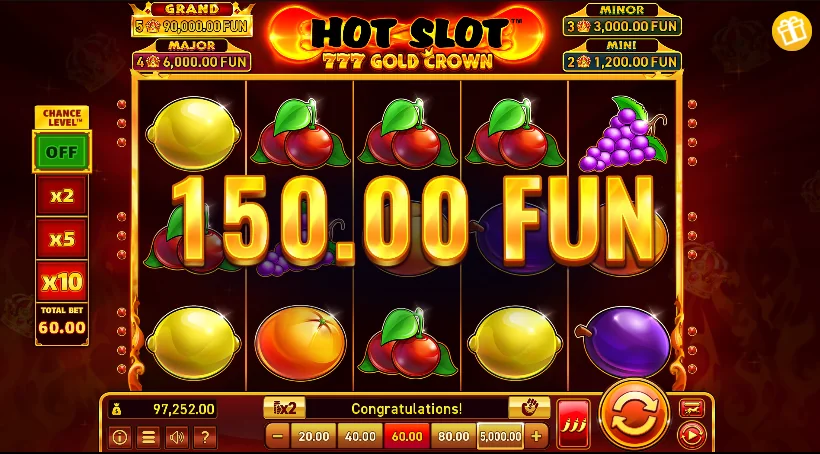 Hot 777 Gold Crown slot features and rtp