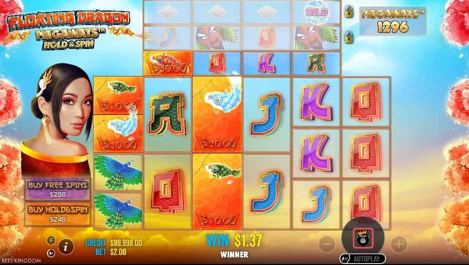 Floating Dragon Megaways slot game screenshot