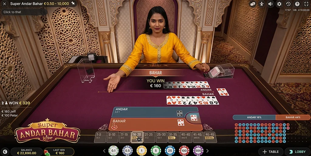 Super Andar Bahar slot features and rtp